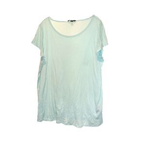 Lauren Ralph Lauren Mesh Short Sleeve T-shirt Plus Size 3x light Turquoise
